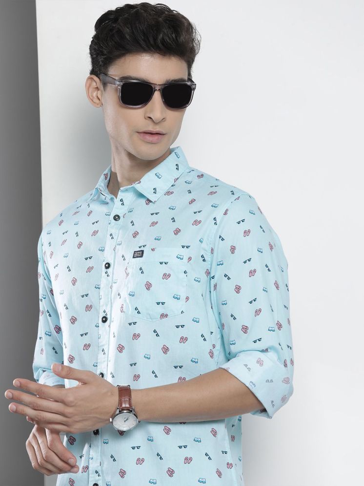     			The Indian Garage Co Men Blue Cotton Smart Fit Printed Casual Shirt