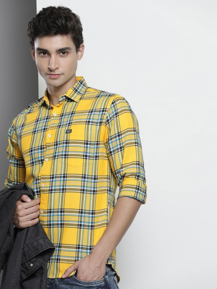     			The Indian Garage Co Men Yellow Tartan Checked Casual Shirt