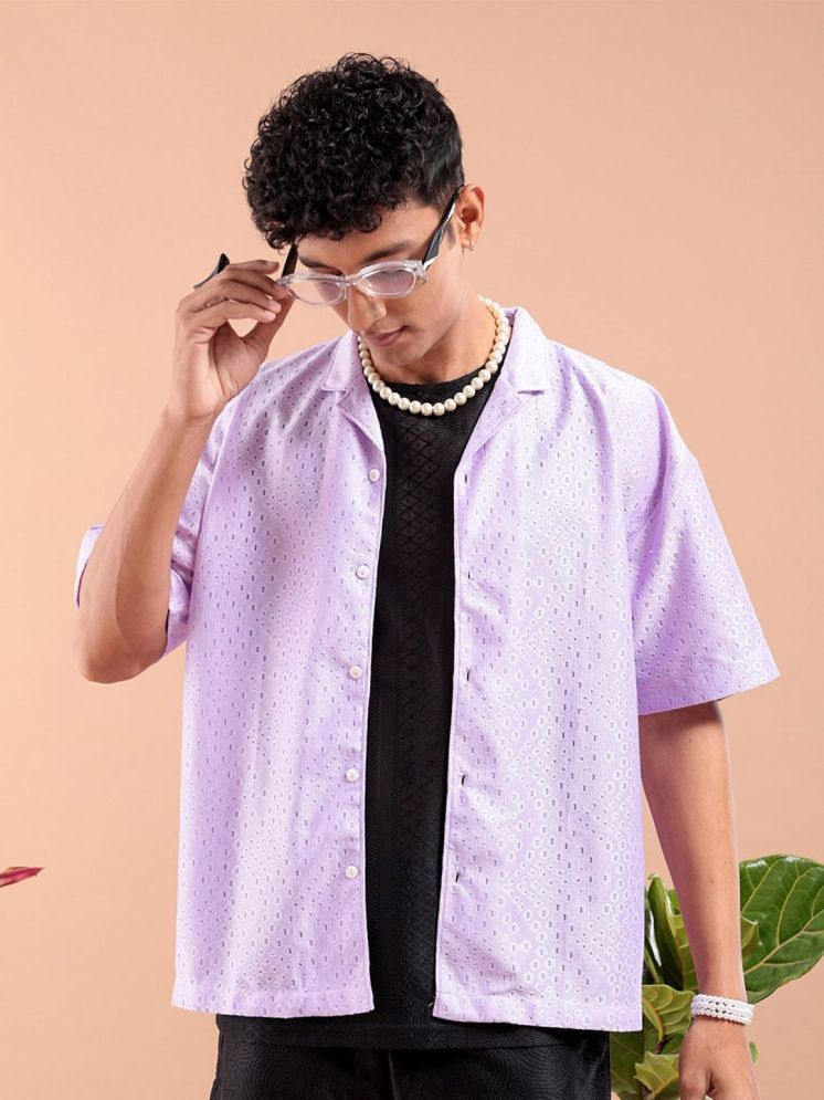     			The Indian Garage Co Textured Club Collar Short Sleeves Oversized Casual Shirt