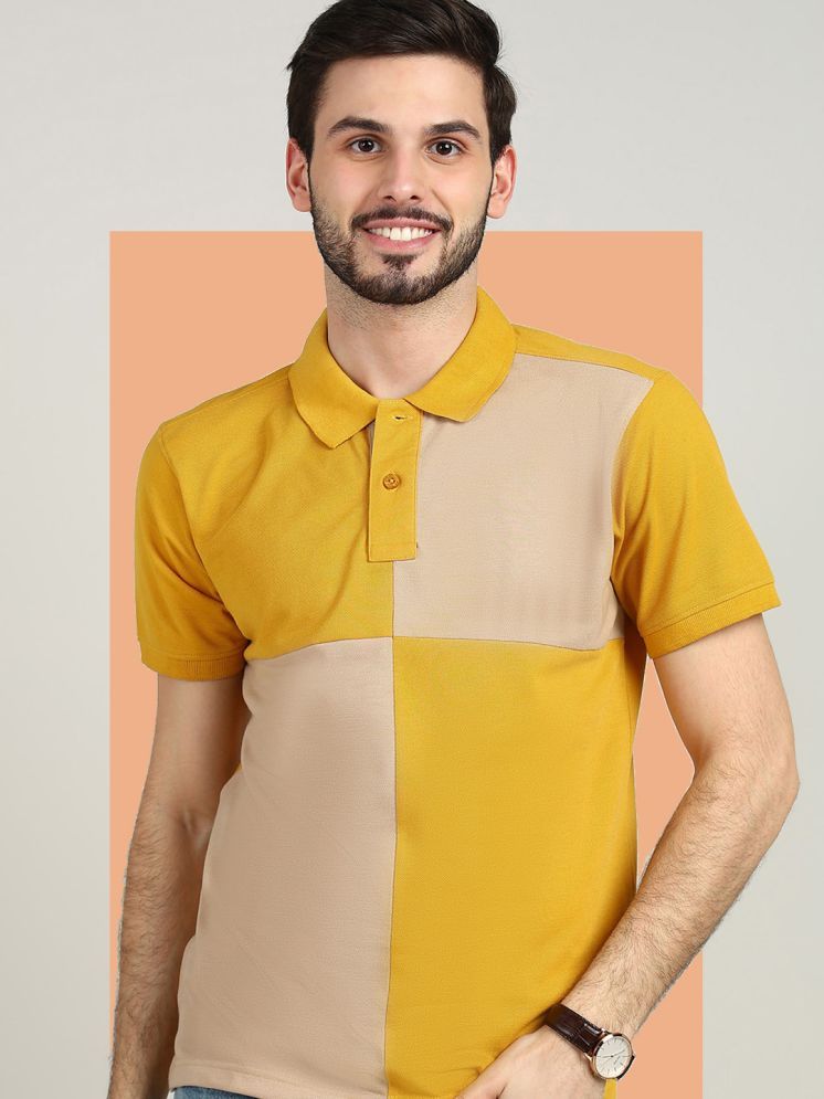     			XFOX Pack of 1 Cotton Blend Regular Fit Colorblock Half Sleeves Men's Polo T Shirt ( Mustard )