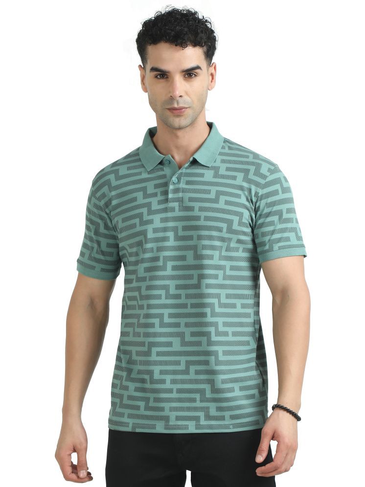     			Cool Colors Pack of 1 Cotton Regular Fit Printed Half Sleeves Men's Polo T Shirt ( Green )