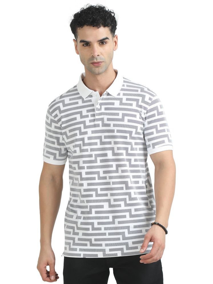     			Cool Colors Pack of 1 Cotton Regular Fit Printed Half Sleeves Men's Polo T Shirt ( White )