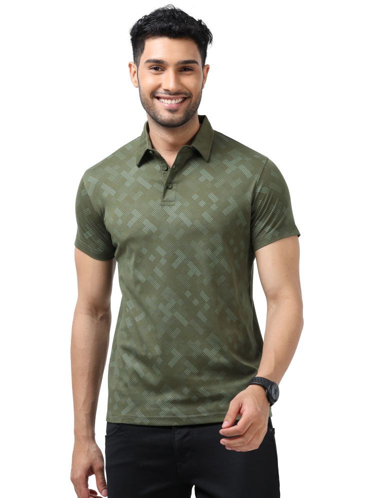     			Cool Colors Pack of 1 Cotton Regular Fit Printed Half Sleeves Men's Polo T Shirt ( Military Green )