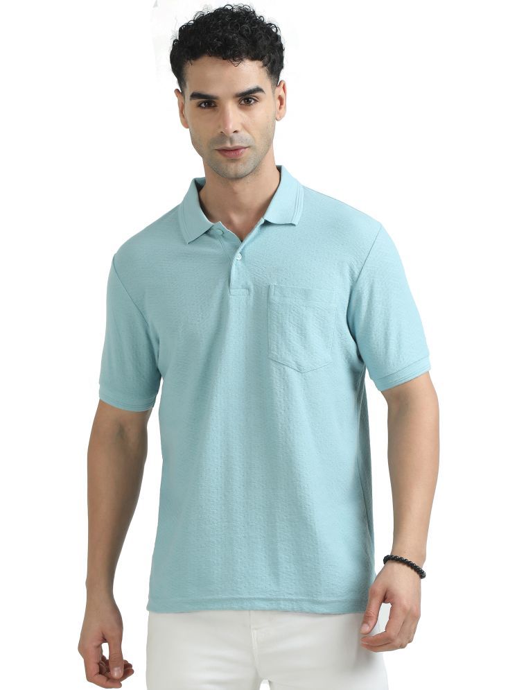     			Cool Colors Pack of 1 Cotton Regular Fit Printed Half Sleeves Men's Polo T Shirt ( Sky Blue )