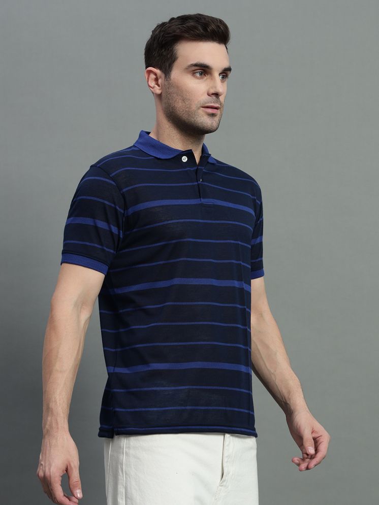     			GET GOLF Pack of 1 Cotton Blend Regular Fit Striped Half Sleeves Men's Polo T Shirt ( Navy Blue )