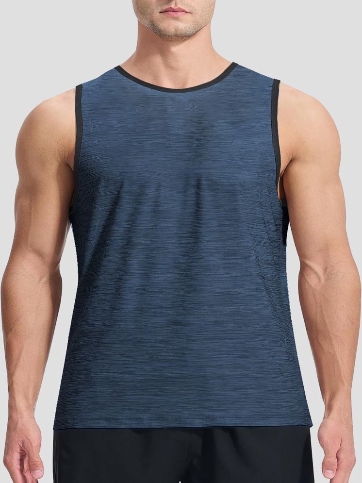     			NEVER LOSE Navy Polyester Slim Fit Men's Tanks ( Pack of 1 )