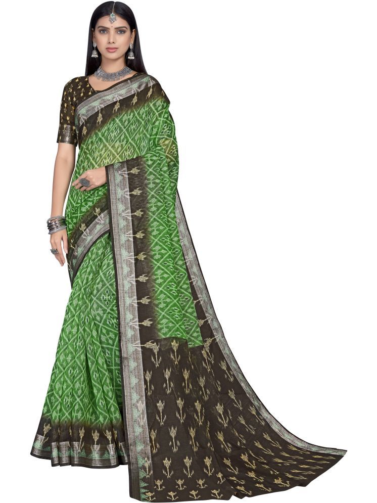     			Sariya Pack of 1 Silk Blend Printed Saree With Blouse Piece ( Green )