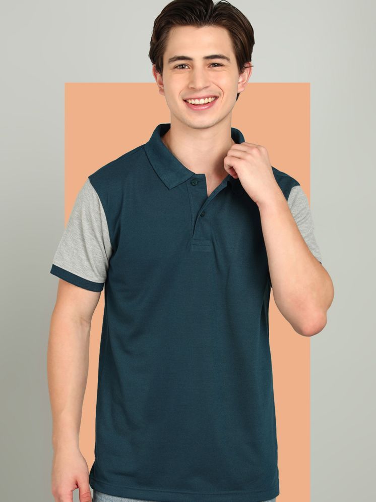     			XFOX Pack of 1 Cotton Blend Regular Fit Colorblock Half Sleeves Men's Polo T Shirt ( Navy )