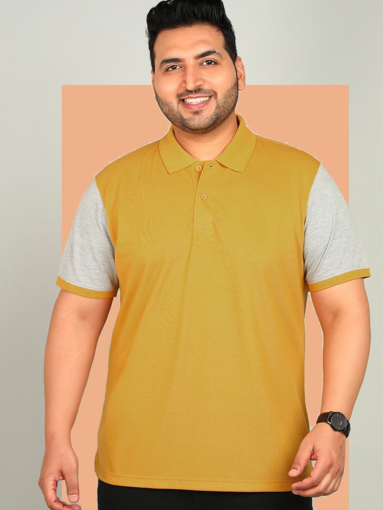     			XFOX Pack of 1 Cotton Blend Regular Fit Colorblock Half Sleeves Men's Polo T Shirt ( Mustard )