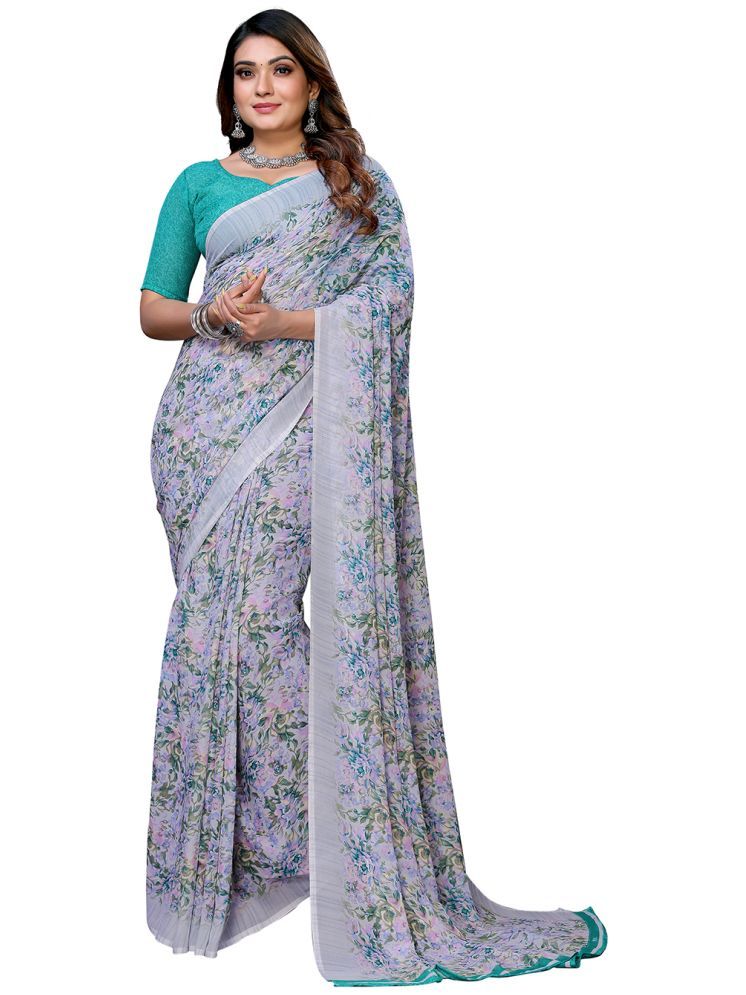     			ANAND SAREES Pack of 1 Georgette Printed Saree With Blouse Piece ( Green )