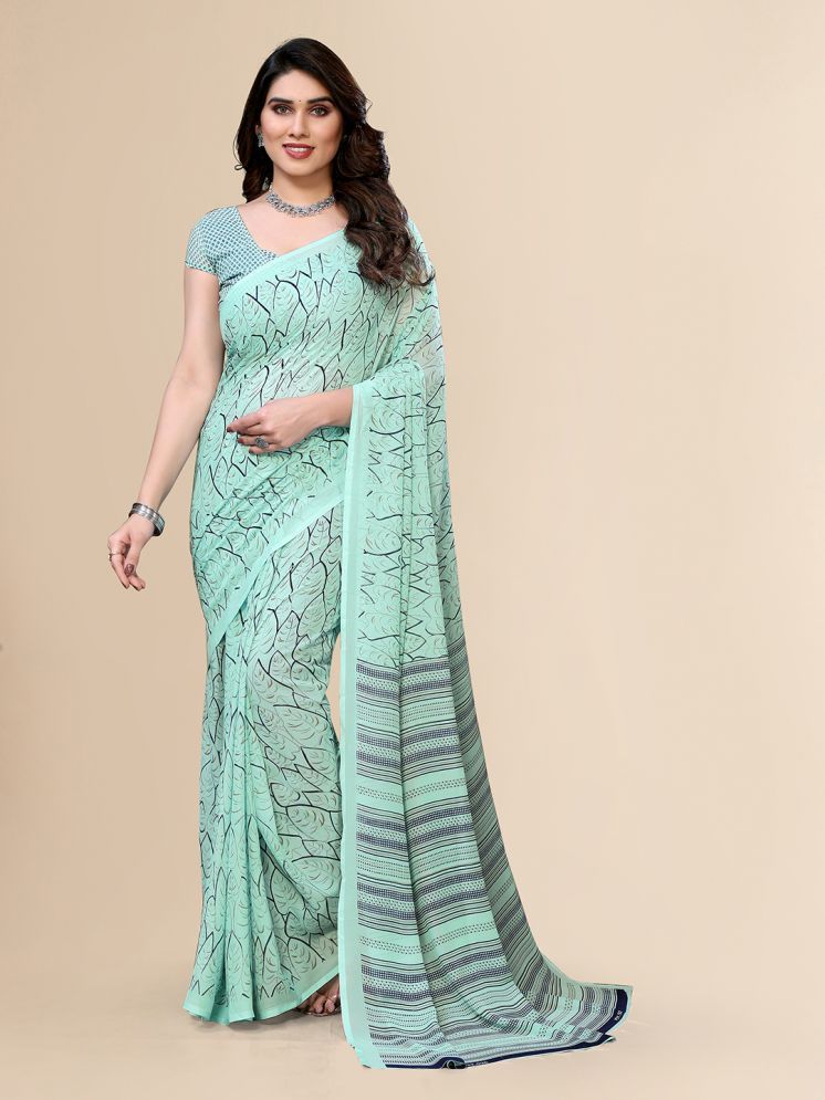     			ANAND SAREES Pack of 1 Georgette Printed Saree With Blouse Piece ( Light Green )