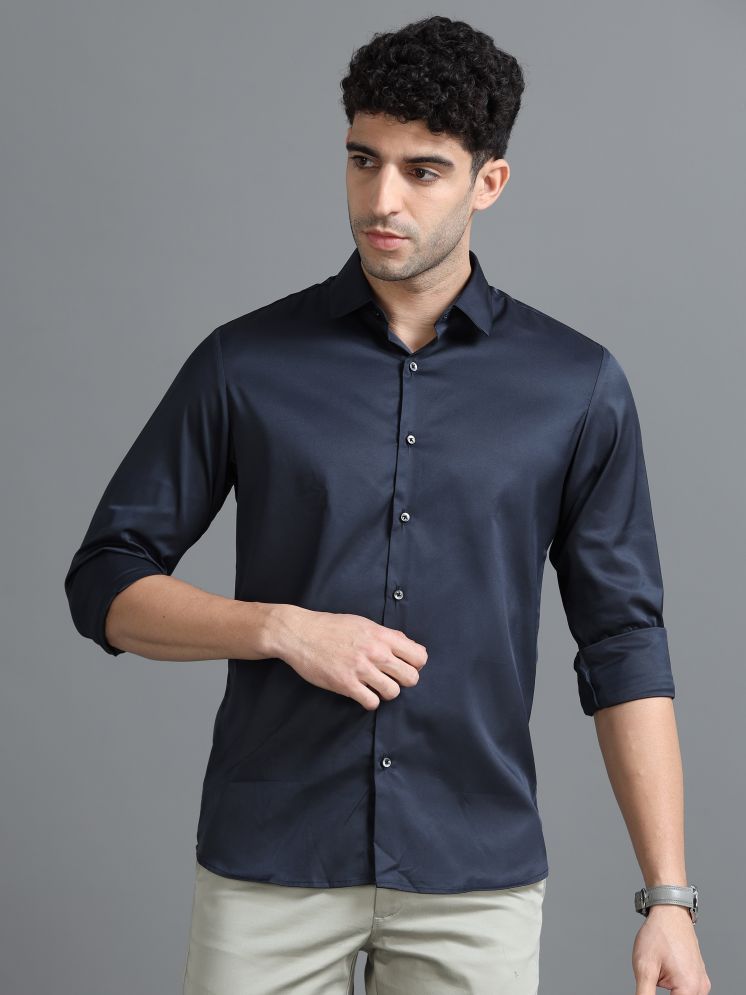     			Cool Colors 100% Cotton Slim Fit Solids Full Sleeves Men's Casual Shirt - Navy Blue ( Pack of 1 )