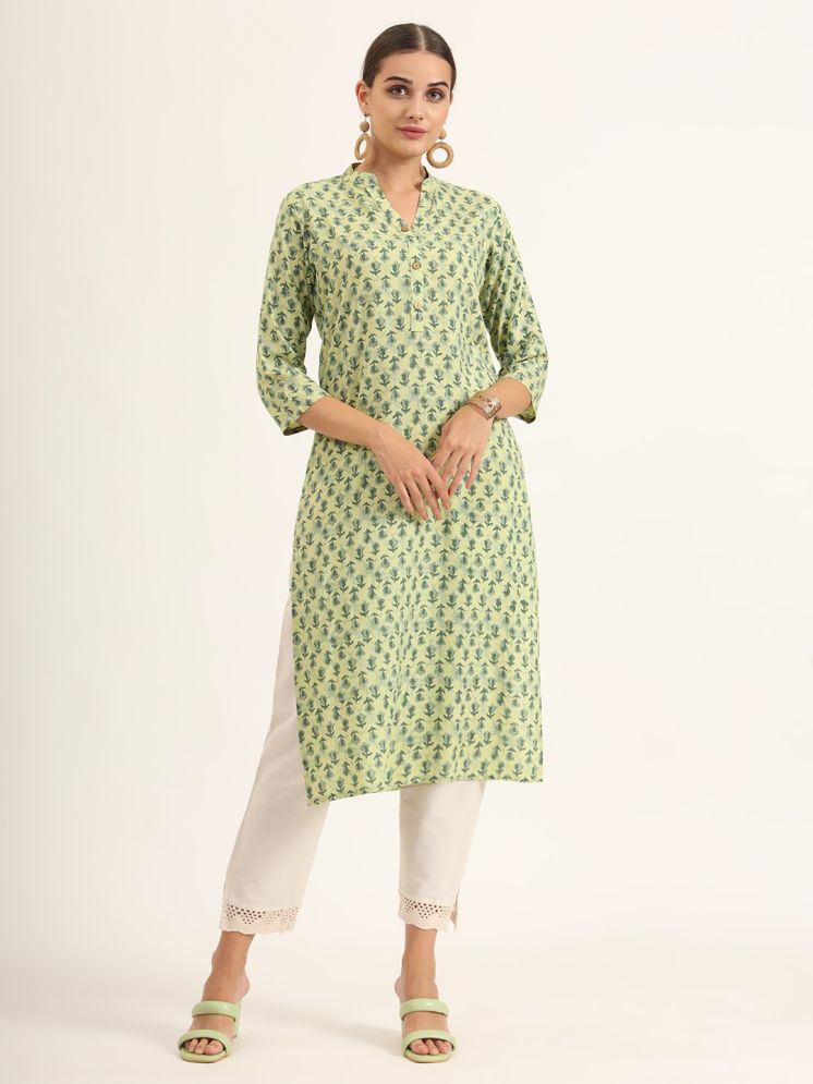     			Divena Pack of 1 Rayon Printed Straight Women's Kurti - ( Green )