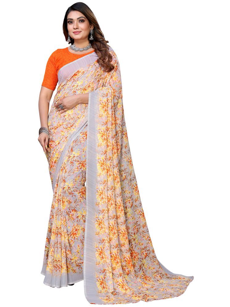     			Kashvi Sarees Pack of 1 Georgette Printed Saree With Blouse Piece ( Orange )