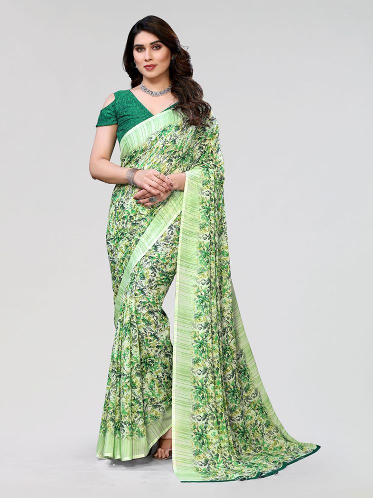     			Kashvi Sarees Pack of 1 Georgette Printed Saree With Blouse Piece ( Green )