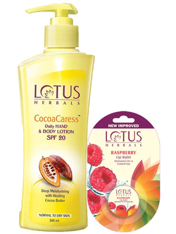     			Lotus Herbals Winter Kit Cocoacaress Body Lotion 250ml , Lip Balm-Raspberry 5g (Pack of 2)