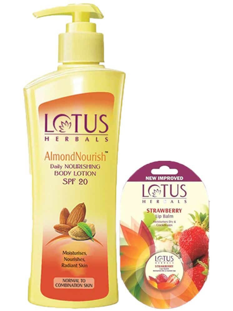     			Lotus Herbals Winter Kit Almondnourish Body Lotion 250ml , Lip Balm-Strawberry 5g (Pack of 2)