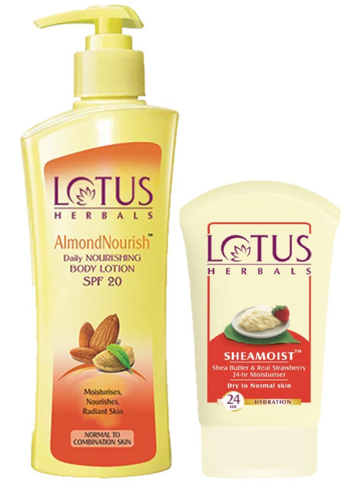     			Lotus Herbals Winter Kit Almondnourish Daily Nourishing Body Lotion 250ml , Sheamoist 120g (Pack of 2)