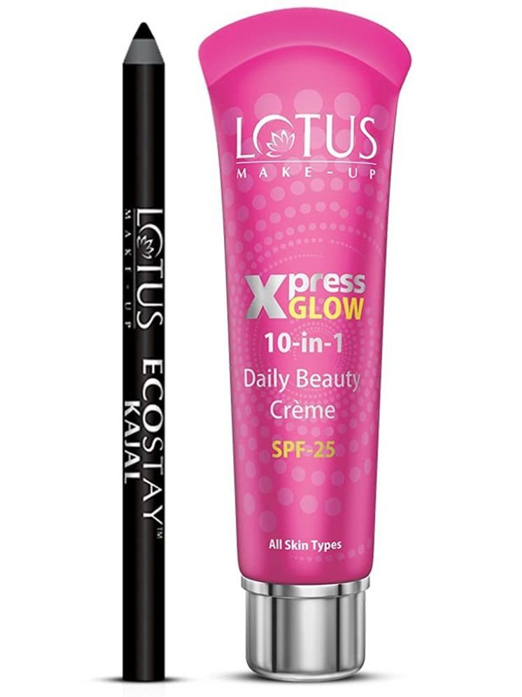     			Lotus Make-up Ecosty Kajal Blak 1.2g , Xpress Glow Royal Pearl 30g (Pack of 2)