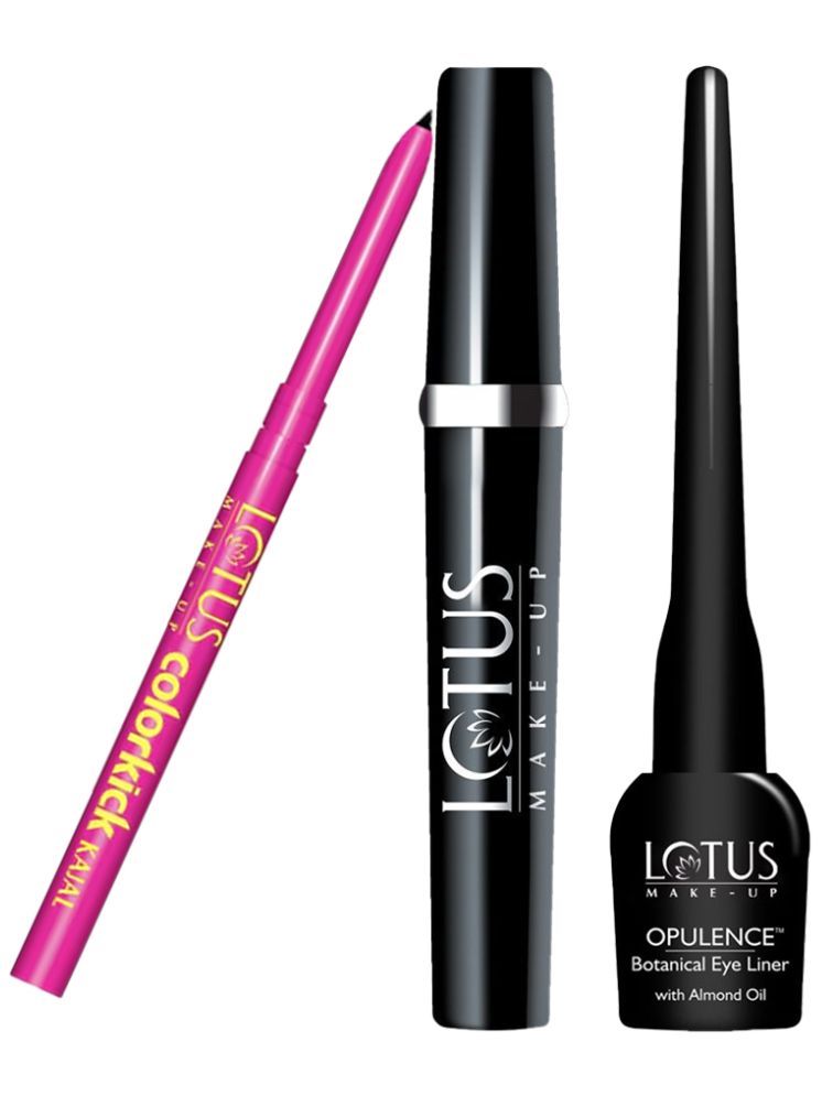     			Lotus Make-up ColorKick Kajal Black 0.35g , Opulence Eye Liner 4g , Botanical Mascara 4g (Pack of 3)