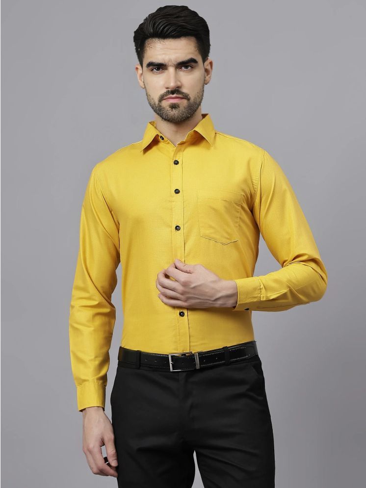     			Navkanj Cotton Blend Slim Fit Full Sleeves Men's Formal Shirt - Yellow ( Pack of 1 )