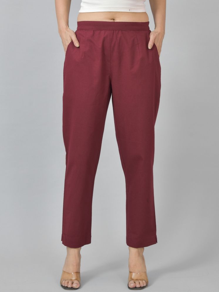     			QuaClo Pack of 1 Cotton Blend Straight Women's Casual Pants ( Maroon )