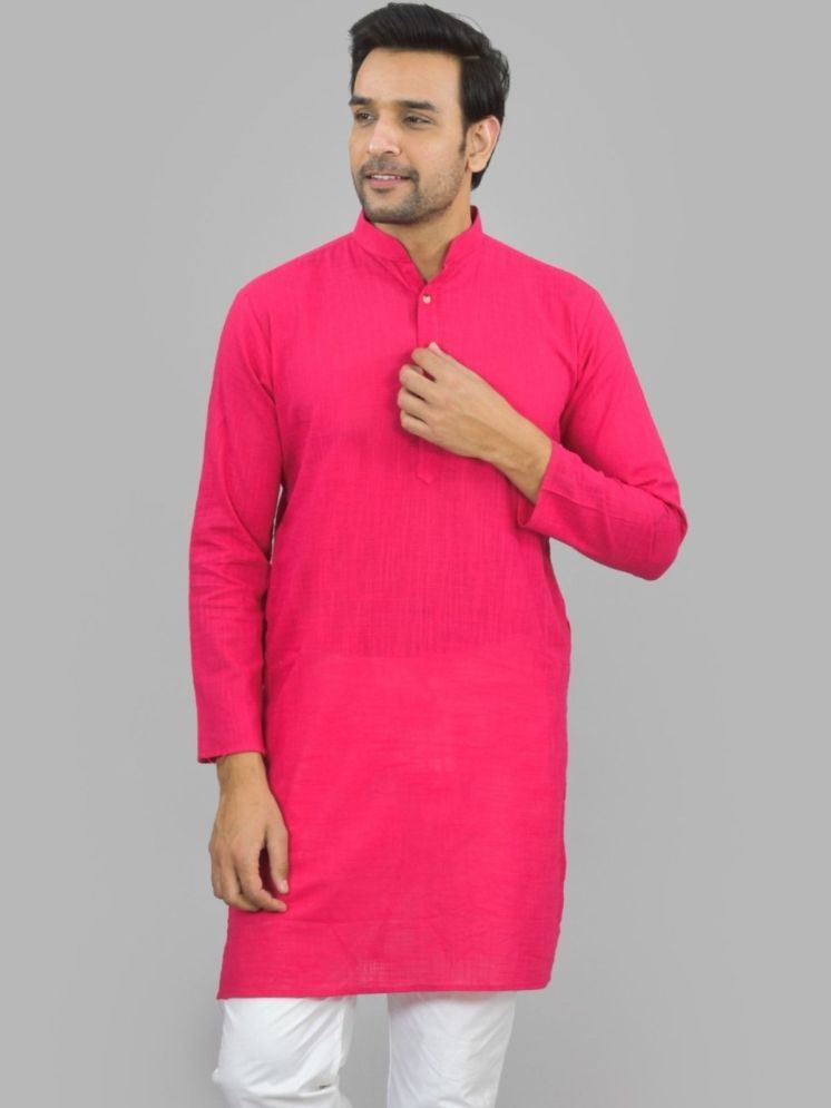     			QuaClo Pink Cotton Blend Men's Regular Kurta ( Pack of 1 )