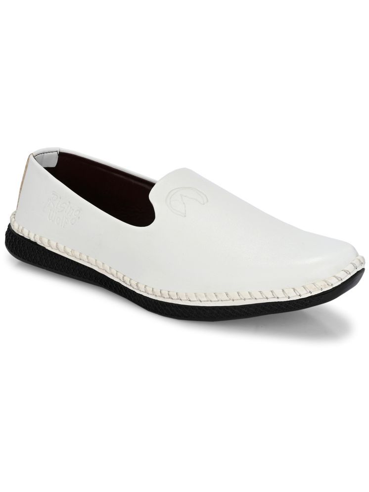     			Rising Wolf Synthetic Leather Slip On White Men's Slip-on Shoes