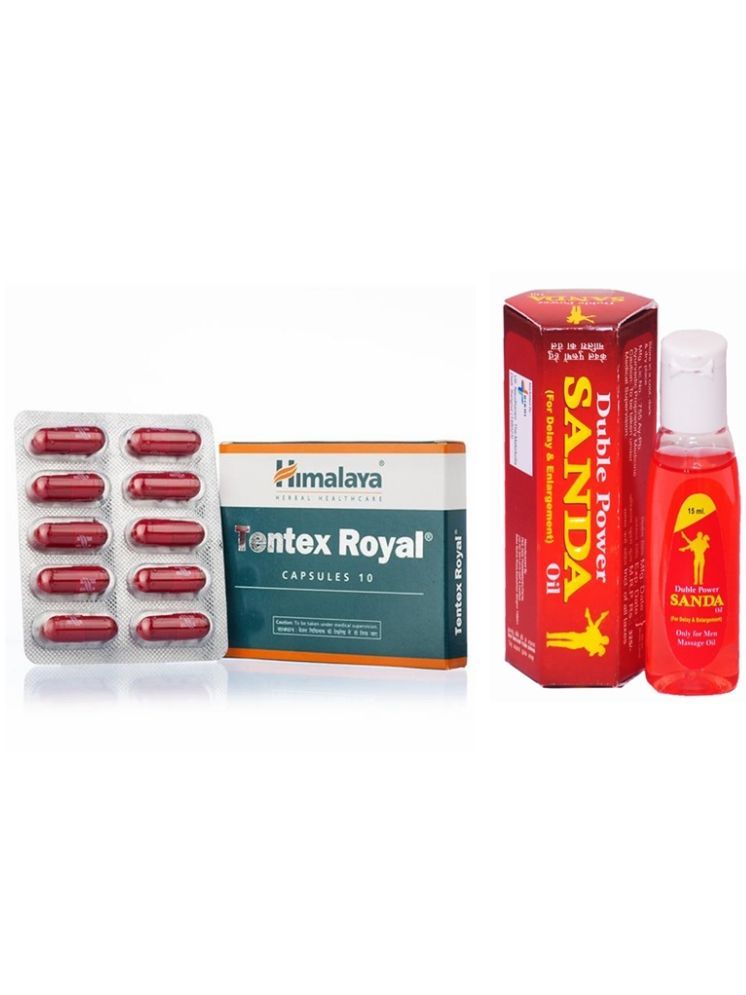     			Syan Deals Himalaya Tentex Royal Capsule 10 no.s & Double Power Sannda oil 15ml Combo pack