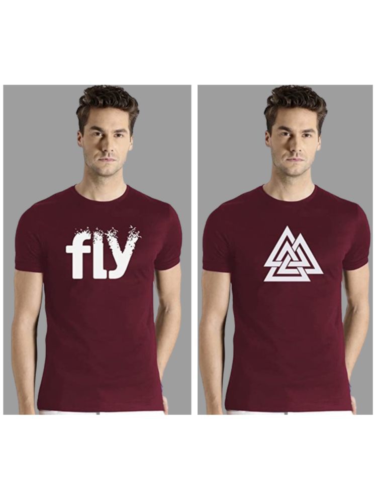     			attitude start of fashion Pack of 2 Polyester Regular Fit Men's T-Shirt ( Maroon )