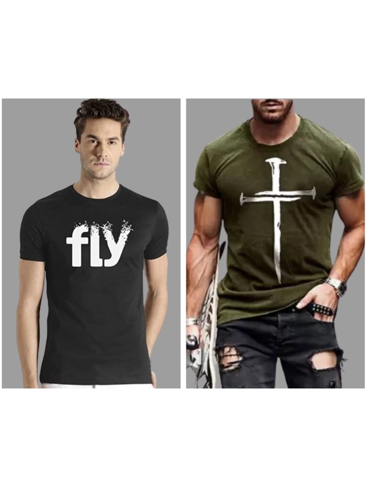     			attitude start of fashion Pack of 2 Polyester Regular Fit Men's T-Shirt ( Olive )