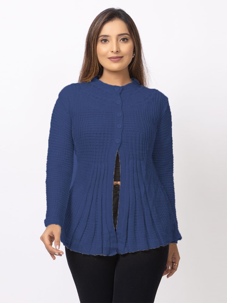     			woolkart Woollen Round Neck Women's Buttoned Cardigans - Navy ( )