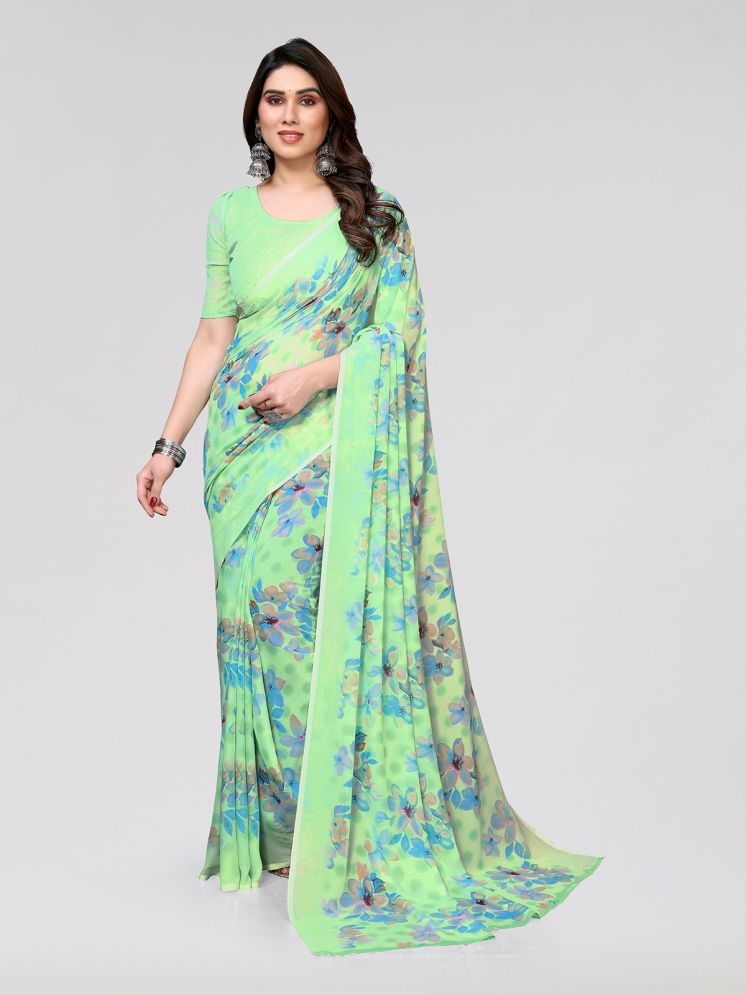     			ANAND SAREES Pack of 1 Georgette Printed Saree With Blouse Piece ( Green )