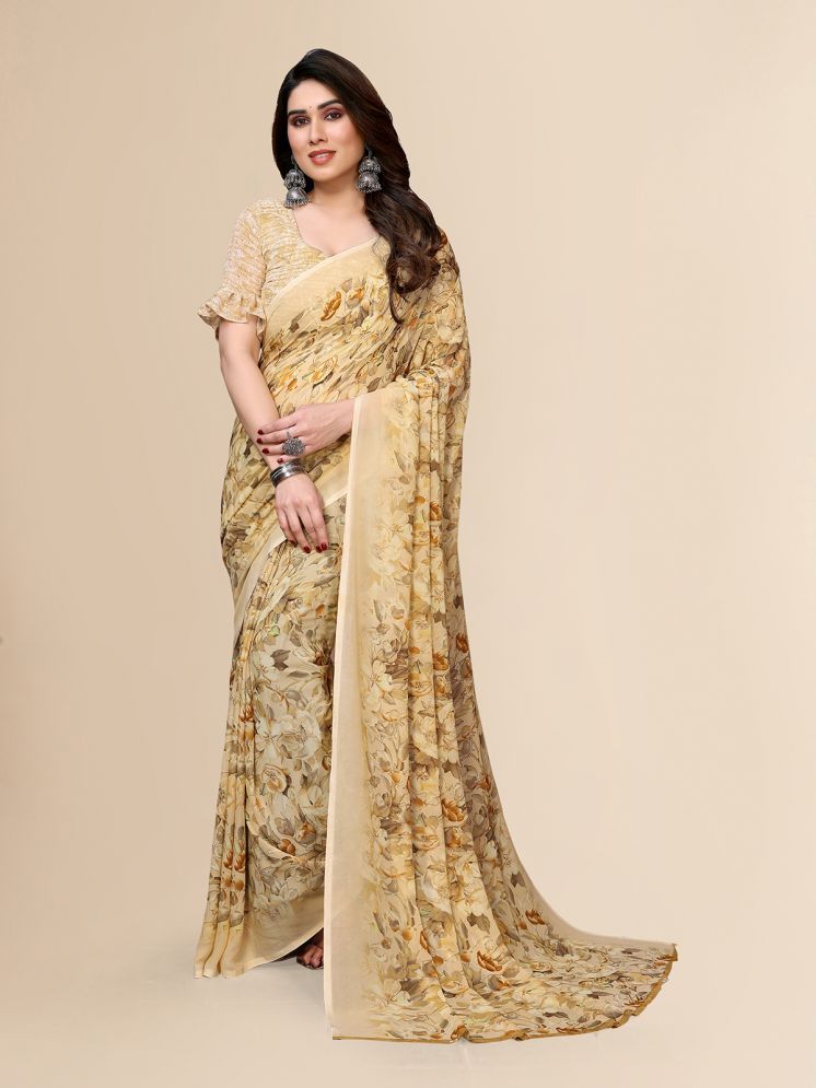     			ANAND SAREES Pack of 1 Georgette Printed Saree With Blouse Piece ( Beige )