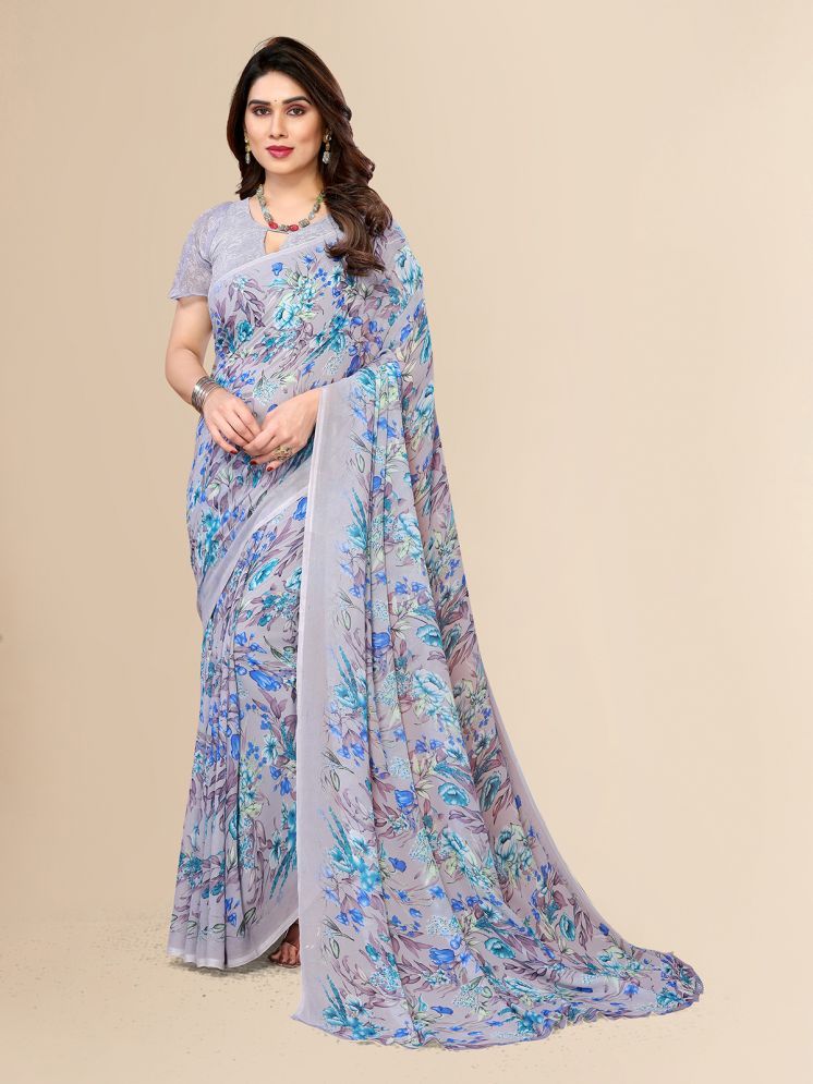     			ANAND SAREES Pack of 1 Georgette Printed Saree With Blouse Piece ( Blue )