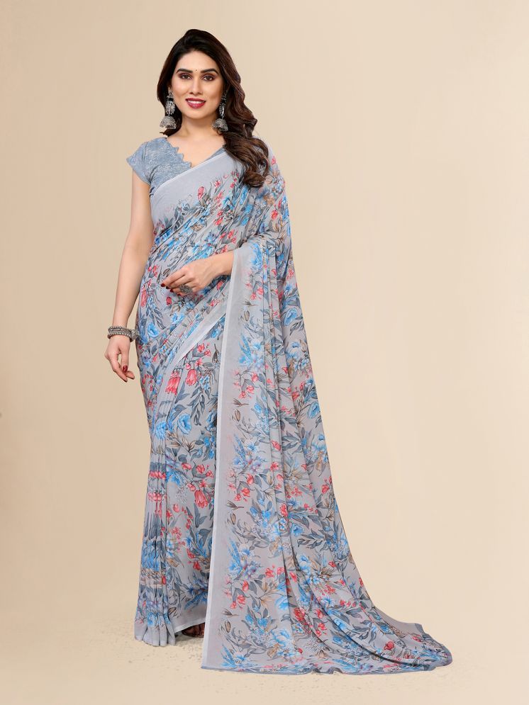     			ANAND SAREES Pack of 1 Georgette Printed Saree With Blouse Piece ( Grey )