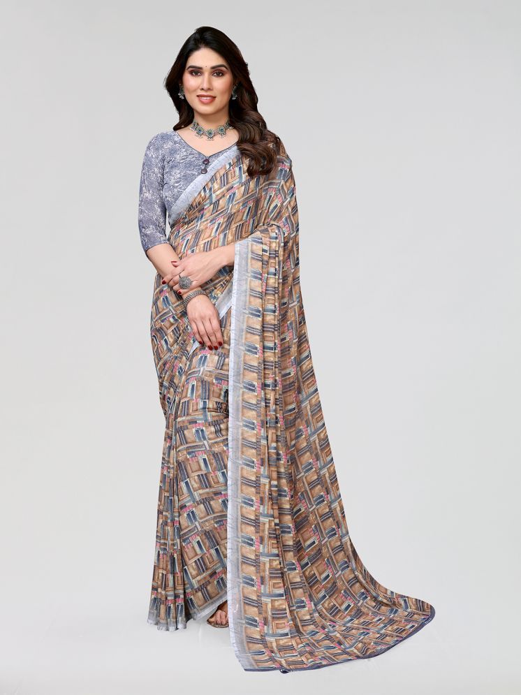     			ANAND SAREES Pack of 1 Georgette Printed Saree With Blouse Piece ( Grey )