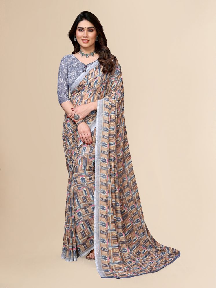     			ANAND SAREES Pack of 1 Georgette Printed Saree With Blouse Piece ( Grey )