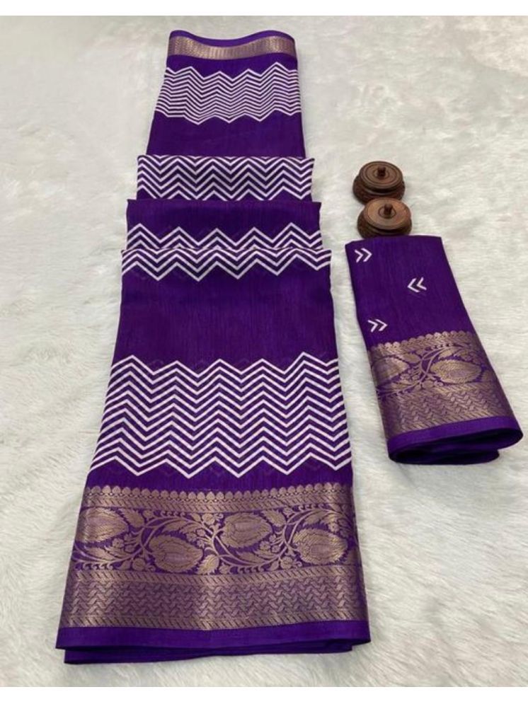     			Bhuwal Fashion Pack of 1 Art Silk Printed Saree With Blouse Piece ( Purple )