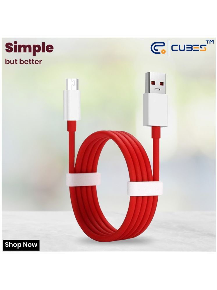     			Cubes Red 3A Micro USB Cable 1 Meter