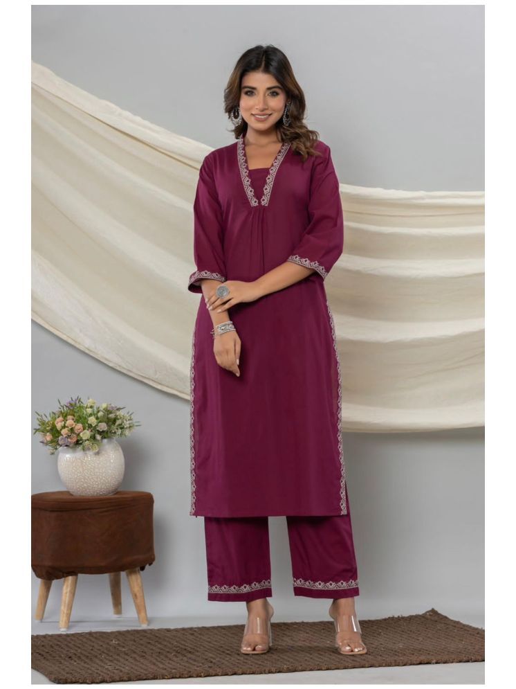     			Devakii Pack of 1 Rayon Solid A-line Women's Kurti - ( Purple )