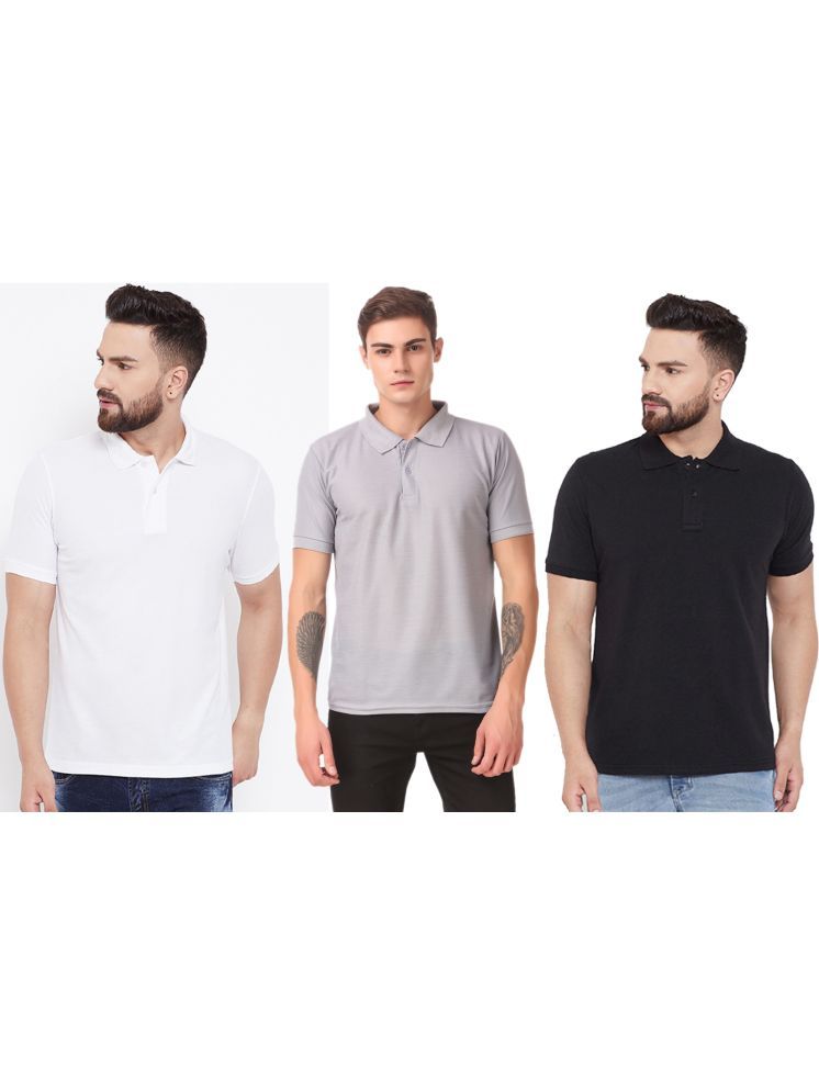     			Funky Guys Pack of 3 Cotton Blend Slim Fit Solid Half Sleeves Men's Polo T Shirt ( Multicolor )