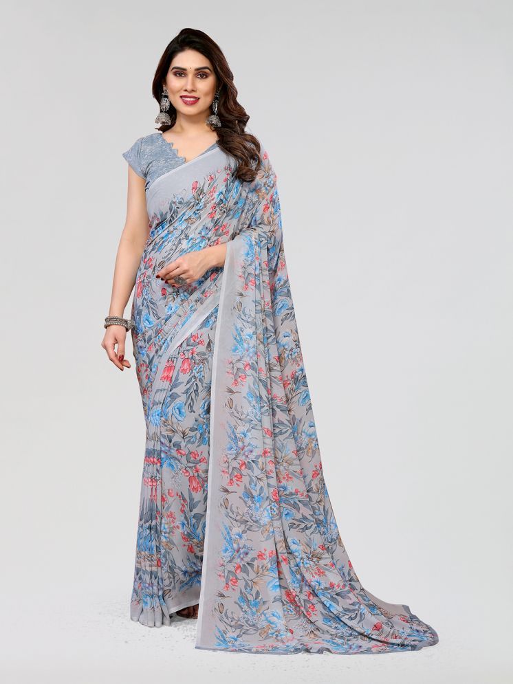     			Kashvi Sarees Pack of 1 Georgette Printed Saree With Blouse Piece ( Grey )