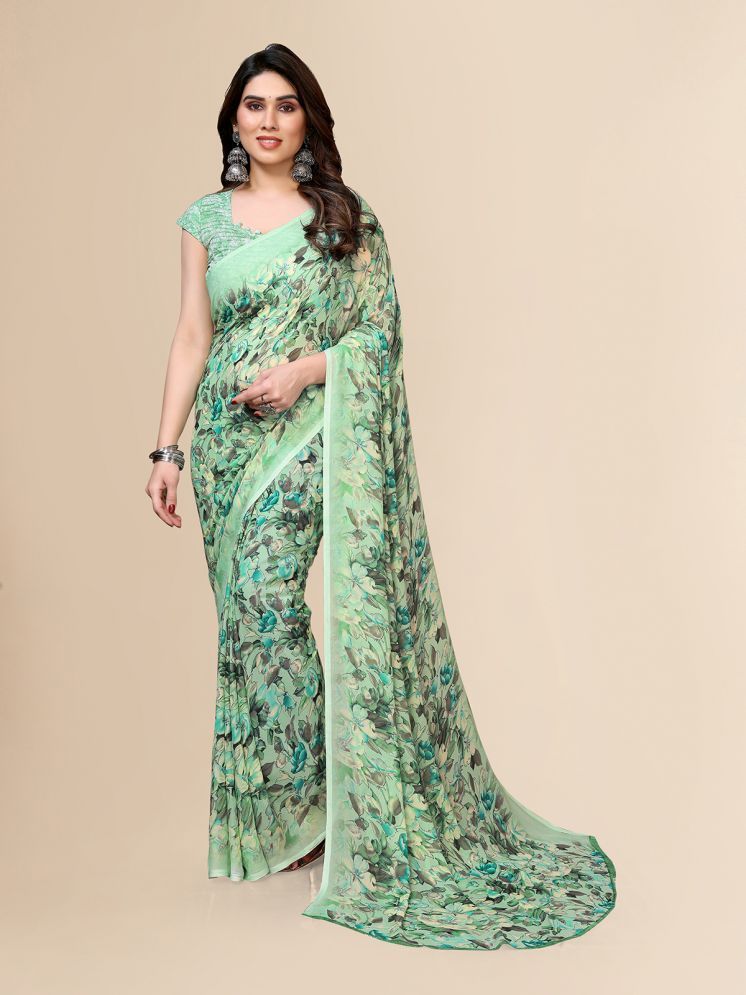     			Kashvi Sarees Pack of 1 Georgette Printed Saree With Blouse Piece ( Green )