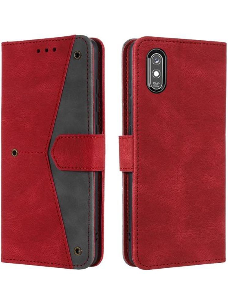     			Masque Red Flip Cover Artificial Leather Compatible For Xiaomi Redmi 9i ( Pack of 1 )