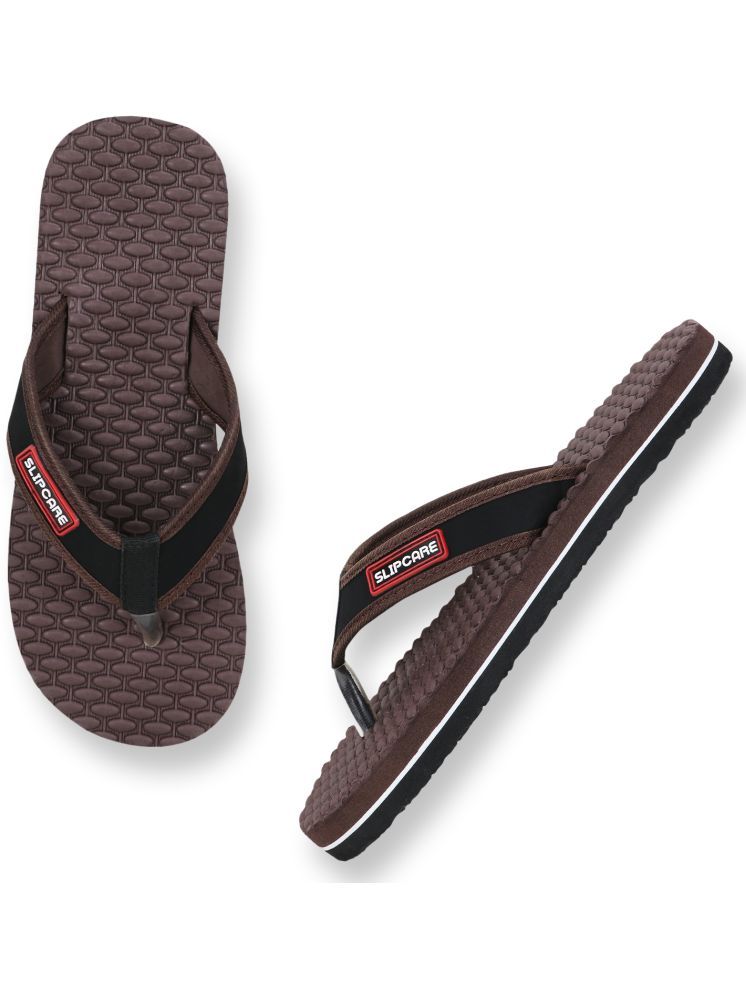     			SLIPCARE Brown Men's Massage Flip Flop