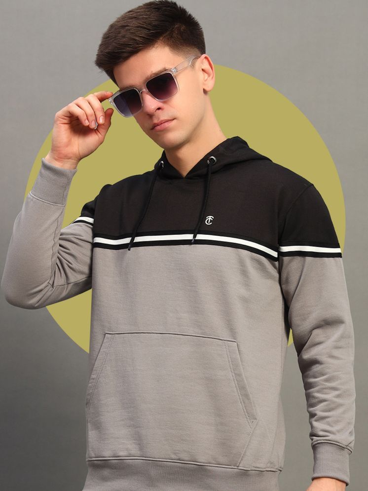     			THE CASUALS Cotton Blend Hooded Men's Sweatshirt - Grey ( Pack of 1 )