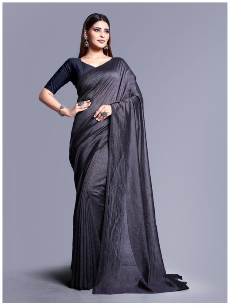     			URMI LIFESTYLE Pack of 1 Georgette Solid Saree With Blouse Piece ( Grey )