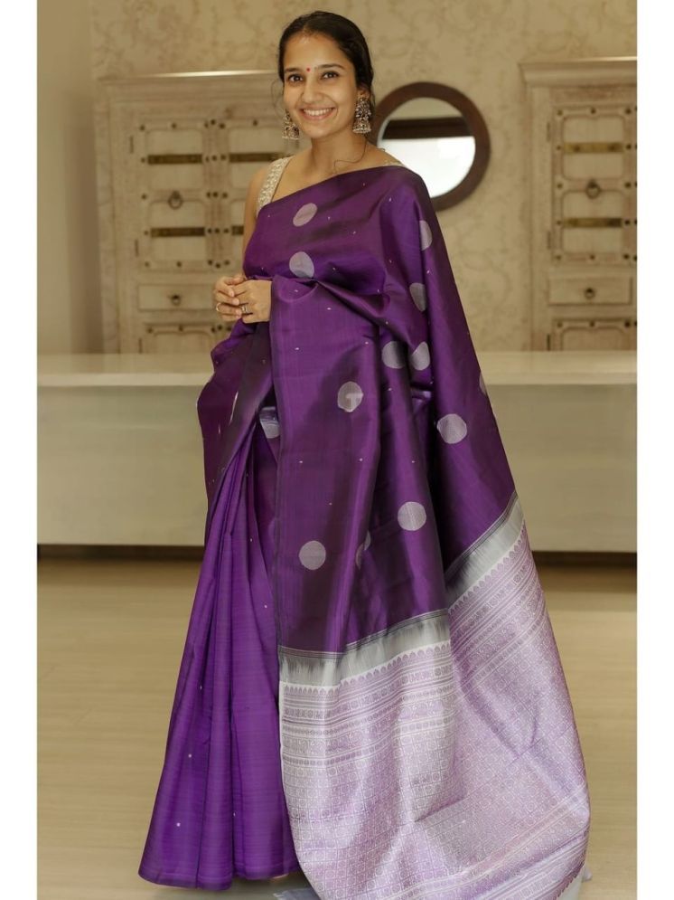     			Vividvibe Pack of 1 Banarasi Silk Printed Saree With Blouse Piece ( Wine )