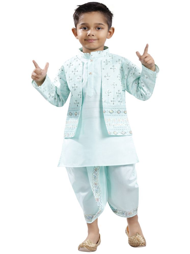     			s muktar garments Baby Boys Cotton Blend Ethnic - Pattern Dhoti Kurta Set ( Sky Blue , Pack of 1 )